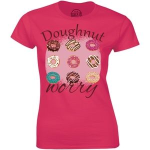 Doughnut worry Be Happy Sweet Snack Slogan T-shirt